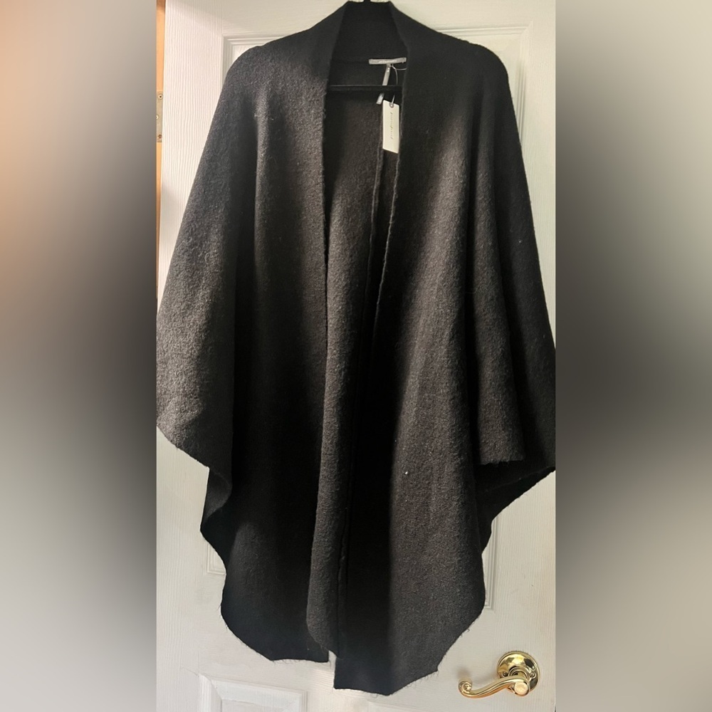 Anthropologie soft Black Cape Cardigan one size nwt chic boho relaxed oversized - Picture 5 of 13